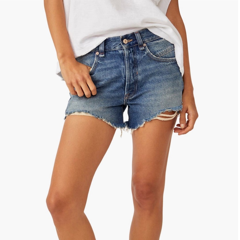 We The Free Distressed Blue Jean Shorts